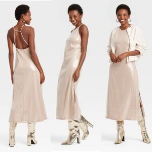 NWT Women's Sequin Midi A-Line Dress A New Day Cream‎ White Bridal Sparkly XL